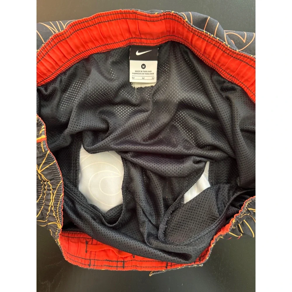 Nike Flame Swim Trunk Mens M Black/ Orange Mesh-Lined‎ Board Short Resortwear